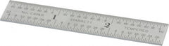 Starrett - 3" Long, 1/64, 1/32, 1/16, 1/8" Graduation, Rigid Spring Steel Rule - 4R Graduation Style, 9/16" Wide, Silver, Satin Chrome Finish - Exact Tooling