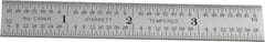 Starrett - 4" Long, 1/64, 1/32, 1/16, 1/8" Graduation, Rigid Spring Steel Rule - 4R Graduation Style, 5/8" Wide, Silver, Satin Chrome Finish - Exact Tooling