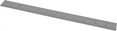 Starrett - 12" Long, 1/64, 1/32, 1/16, 1/8" Graduation, Rigid Spring Steel Rule - 4R Graduation Style, 1" Wide, Silver, Satin Chrome Finish - Exact Tooling
