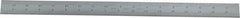 Starrett - 18" Long, 1/64, 1/32, 1/16, 1/8" Graduation, Rigid Spring Steel Rule - 4R Graduation Style, 1-1/8" Wide, Silver, Satin Chrome Finish - Exact Tooling