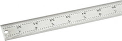 Starrett - 36" Long, 1/64, 1/32, 1/16, 1/8" Graduation, Rigid Spring Steel Rule - 4R Graduation Style, 1-1/4" Wide, Silver, Satin Chrome Finish - Exact Tooling