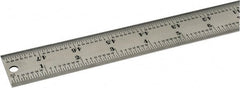Starrett - 48" Long, 1/64, 1/32, 1/16, 1/8" Graduation, Rigid Spring Steel Rule - 4R Graduation Style, 1-1/4" Wide, Silver, Satin Chrome Finish - Exact Tooling