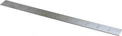 Starrett - 12" Long, 1/64, 1/32, 1/16, 1/8" Graduation, Rigid Spring Steel Rule - 4R Graduation Style, 1" Wide, Silver, Satin Chrome Finish - Exact Tooling