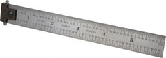 Starrett - 6" Long, 1/64, 1/32, 1/16, 1/8" Graduation, Rigid Spring Steel Rule - 4R Graduation Style, 3/4" Wide, Silver - Exact Tooling