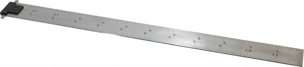 Starrett - 12" Long, 1/64, 1/32, 1/16, 1/8" Graduation, Rigid Spring Steel Rule - 4R Graduation Style, 1" Wide, Silver - Exact Tooling