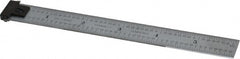 Starrett - 6" Long, 1/64, 1/32, 1/16, 1/8" Graduation, Rigid Spring Steel Rule - 4R Graduation Style, 3/4" Wide, Silver, Satin Chrome Finish - Exact Tooling