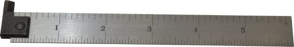 Starrett - 6" Long, 1/64, 1/32, 1/16, 1/8" Graduation, Rigid Spring Steel Rule - 4R Graduation Style, 3/4" Wide, Silver - Exact Tooling
