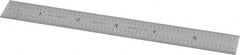 Starrett - 6" Long, 1/50, 1/10" Graduation, Rigid Spring Steel Rule - 6R Graduation Style, 3/4" Wide, Silver, Satin Chrome Finish - Exact Tooling