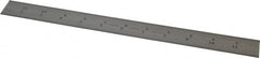 Starrett - 12" Long, 1/50, 1/10" Graduation, Rigid Spring Steel Rule - 6R Graduation Style, 1" Wide, Silver, Satin Chrome Finish - Exact Tooling