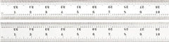 Starrett - 36" Long, 1/100, 1/64, 1/32, 1/16" Graduation, Rigid Spring Steel Rule - 7R Graduation Style, 1-1/4" Wide, Silver, Satin Chrome Finish - Exact Tooling
