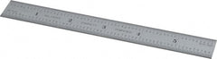Starrett - 6" Long, 1/100, 1/64, 1/50, 1/32" Graduation, Rigid Spring Steel Rule - 16R Graduation Style, 3/4" Wide, Silver, Satin Chrome Finish - Exact Tooling