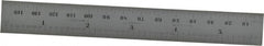 Starrett - 5-3/4" Long, 1/64, 1/32" and 0.5, 1mm Graduation, Rigid Spring Steel Rule - English/Metric Graduation Style, 3/4" Wide, Silver, Satin Chrome Finish - Exact Tooling