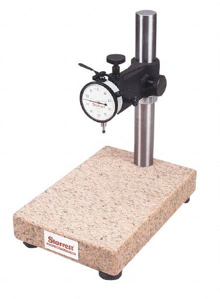 Starrett - Granite (Base), Rectangular Base, Comparator Gage Stand - 14" High, 12" Base Length x 8" Base Width x 2" Base Height, Includes Holder - Exact Tooling