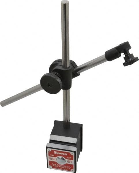 Starrett - 150 Lb Magnetic Force, Fine Adjustment Indicator Positioner & Holder with Base - Post & Rod, Rectangular Base, 1-15/16" Base Height, 1-5/8" Base Length, 1-7/8" Base Width - Exact Tooling