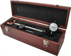 Starrett - 0.01mm Graduation, 0-25-0 Dial Reading, Dial Indicator & Base Kit - 3-1/2" Base Length x 3" Base Width x 3" Base Height x 5" Base Diam, 2-1/4" Dial Diam - Exact Tooling