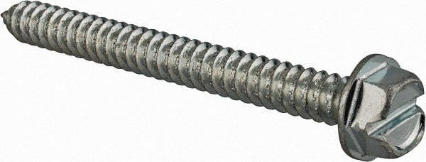 Value Collection - #14 Hex Washer Head Slotted Sheet Metal Screw - Steel, 2-1/2" Length Under Head, Grade 2 - Exact Tooling