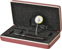 Starrett - 4 Piece, 0" to 0.03" Measuring Range, 15/16" Dial Diam, 0-15-0 Dial Reading, White & Yellow Dial Test Indicator Kit - 5/32" Contact Point Length, 3mm Ball Diam, 0.001" Dial Graduation - Exact Tooling