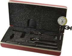 Starrett - 11 Piece, 0mm to 0.7mm Measuring Range, 15/16" Dial Diam, 0-35-0 Dial Reading, White & Yellow Dial Test Indicator Kit - 5/32" Contact Point Length, 0.9, 1.6 & 3mm Ball Diam, 0.01mm Dial Graduation - Exact Tooling