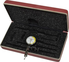 Starrett - 3 Piece, 0" to 0.03" Measuring Range, 15/16" Dial Diam, 0-15-0 Dial Reading, White & Yellow Dial Test Indicator Kit - 5/32" Contact Point Length, 3mm Ball Diam, 0.0005" Dial Graduation - Exact Tooling