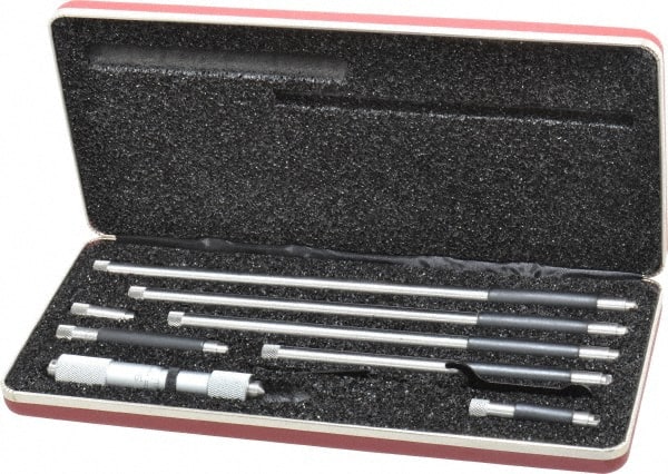 Starrett - 4 to 24 Inch Range, Satin Chrome Coated, Mechanical Inside Tubular Micrometer - 0.001 Inch Graduation, 0.0001 Inch Accuracy - Exact Tooling