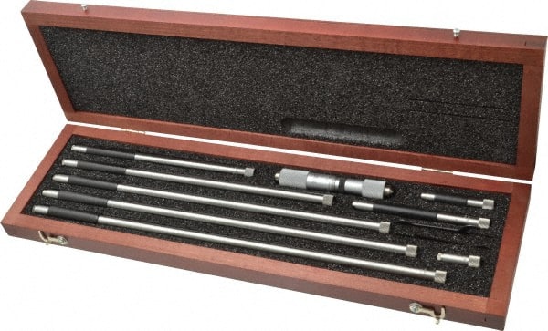 Starrett - 4 to 32 Inch Range, Satin Chrome Coated, Mechanical Inside Tubular Micrometer - 0.001 Inch Graduation, 0.0001 Inch Accuracy - Exact Tooling