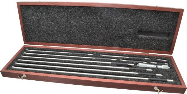 Starrett - 4 to 40 Inch Range, Satin Chrome Coated, Mechanical Inside Tubular Micrometer - 0.001 Inch Graduation, 0.0001 Inch Accuracy - Exact Tooling