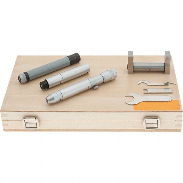 Starrett - 2 to 12", Mechanical Inside Micrometer Set - 0.001" Graduation, Plain Thimble, Includes Case - Exact Tooling