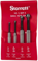 Starrett - 1/8 to 1/2 Inch Measurement, Small Hole Gage Set - 2-7/8, 3, 3-3/8 and 3-1/2 Inch Long, Full Ball, Includes Case - Exact Tooling