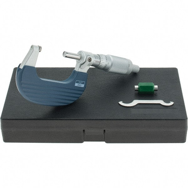 Starrett - 1 to 2" Range, 0.0001" Graduation, Mechanical Outside Micrometer - Ratchet Stop Thimble, Accurate to 0.00005" - Exact Tooling