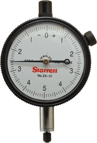 Starrett - 0.025" Range, 0-5-0 Dial Reading, 0.0001" Graduation Dial Drop Indicator - 2-1/4" Dial, 0.01" Range per Revolution - Exact Tooling