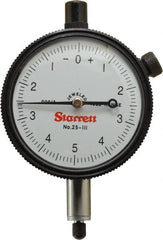 Starrett - 0.025" Range, 0-5-0 Dial Reading, 0.0001" Graduation Dial Drop Indicator - 2-1/4" Dial, 0.01" Range per Revolution - Exact Tooling