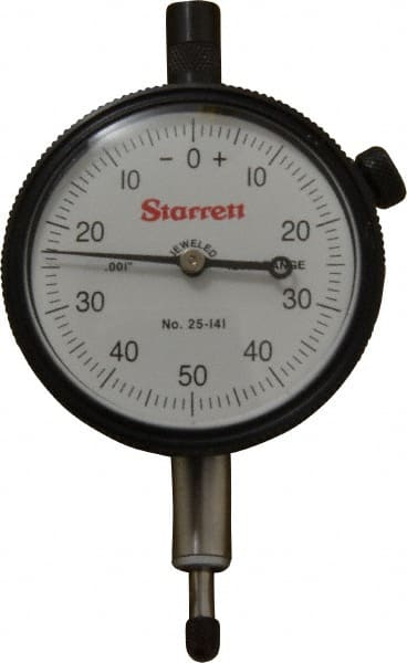 Starrett - 1/4" Range, 0-50-0 Dial Reading, 0.001" Graduation Dial Drop Indicator - 2-1/4" Dial, 0.1" Range per Revolution, Revolution Counter - Exact Tooling