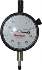 Starrett - 1/4" Range, 0-100 Dial Reading, 0.001" Graduation Dial Drop Indicator - 2-1/4" Dial, 0.1" Range per Revolution, Revolution Counter - Exact Tooling