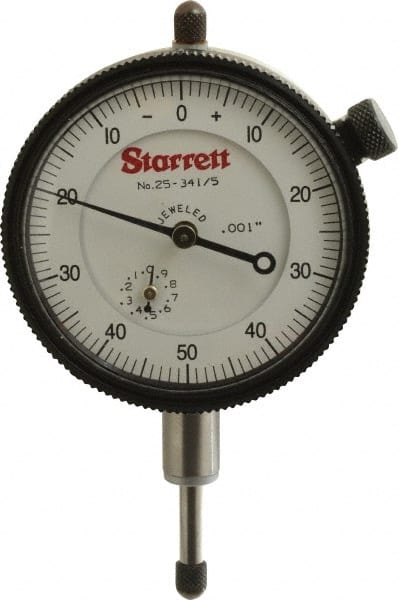 Starrett - 1/2" Range, 0-50-0 Dial Reading, 0.001" Graduation Dial Drop Indicator - 2-1/4" Dial, 0.1" Range per Revolution, Revolution Counter - Exact Tooling