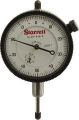 Starrett - 1/2" Range, 0-50-0 Dial Reading, 0.001" Graduation Dial Drop Indicator - 2-1/4" Dial, 0.1" Range per Revolution, Revolution Counter - Exact Tooling