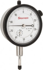 Starrett - 1/2" Range, 0-100 Dial Reading, 0.001" Graduation Dial Drop Indicator - 2-1/4" Dial, 0.1" Range per Revolution, Revolution Counter - Exact Tooling