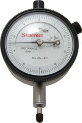 Starrett - 0.2" Range, 0-10 Dial Reading, 0.0001" Graduation Dial Drop Indicator - 2-1/4" Dial, 0.01" Range per Revolution, Revolution Counter - Exact Tooling