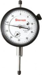 Starrett - 1" Range, 0-50 Dial Reading, 0.0005" Graduation Dial Drop Indicator - 2-1/4" Dial, 0.05" Range per Revolution, Revolution Counter - Exact Tooling