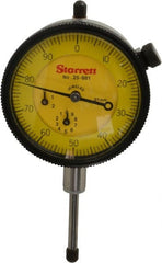Starrett - 25mm Range, 0-100 Dial Reading, 0.01mm Graduation Dial Drop Indicator - 2-1/4" Dial, 1mm Range per Revolution, Revolution Counter - Exact Tooling