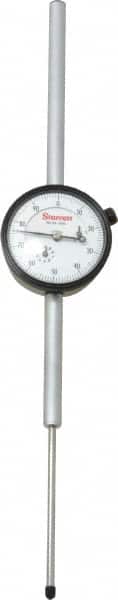 Starrett - 3" Range, 0-100 Dial Reading, 0.001" Graduation Dial Drop Indicator - 2-1/4" Dial, 0.1" Range per Revolution, Revolution Counter - Exact Tooling