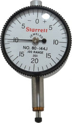 Starrett - 0.1" Range, 0-20-0 Dial Reading, 0.001" Graduation Dial Drop Indicator - 1-1/4" Dial, 0.04" Range per Revolution, Revolution Counter - Exact Tooling