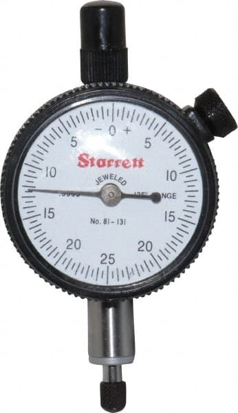 Starrett - 1/8" Range, 0-25-0 Dial Reading, 0.0005" Graduation Dial Drop Indicator - 1-11/16" Dial, 0.05" Range per Revolution, Revolution Counter - Exact Tooling