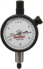 Starrett - 0.075" Range, 0-15-0 Dial Reading, 0.0005" Graduation Dial Drop Indicator - 1-11/16" Dial, 0.03" Range per Revolution, Revolution Counter - Exact Tooling