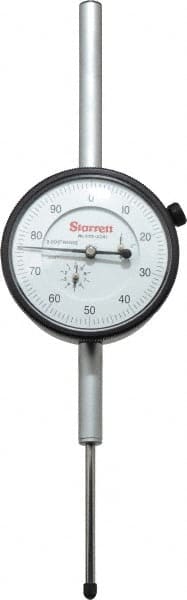 Starrett - 2" Range, 0-100 Dial Reading, 0.001" Graduation Dial Drop Indicator - 2-3/4" Dial, 0.1" Range per Revolution - Exact Tooling