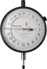 Starrett - 0.4" Range, 0-20 Dial Reading, 0.0001" Graduation Dial Drop Indicator - 3-5/8" Dial, 0.02" Range per Revolution - Exact Tooling