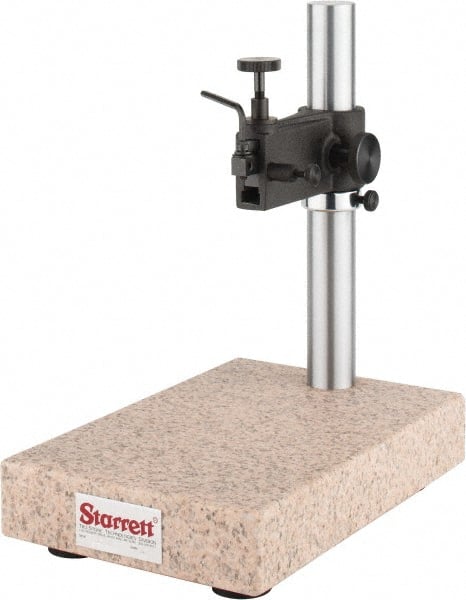 Starrett - Granite (Base), Rectangular Base, Comparator Gage Stand - 14" High, 12" Base Length x 8" Base Width x 2" Base Height, Includes Holder - Exact Tooling