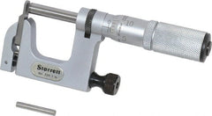 Starrett - 0 to 1 Inch Range, Carbide Face, Satin Chrome Coated, Mechanical Multi Anvil Micrometer - Friction Thimble, 0.001 Inch Graduation, 0.0002 Inch Accuracy - Exact Tooling