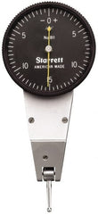 Starrett - 0.03 Inch Range, 0.0005 Inch Dial Graduation, Horizontal Dial Test Indicator - 1-3/8 Inch Black Dial, 0-15-0 Dial Reading - Exact Tooling