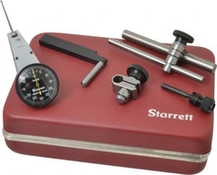 Starrett - 7 Piece, 0" to 0.06" Measuring Range, 1-3/8" Dial Diam, 0-30-0 Dial Reading, Black Dial Test Indicator Kit - 1-5/16" Contact Point Length, 2mm Ball Diam, 0.001" Dial Graduation - Exact Tooling
