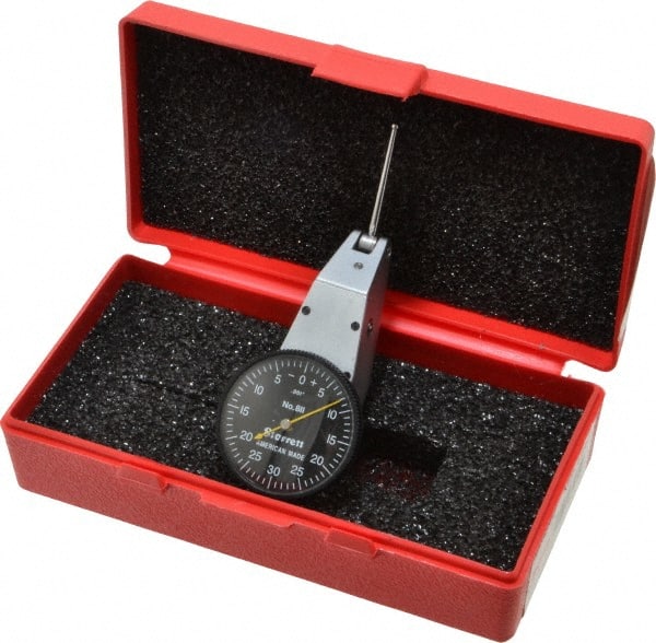 Starrett - 0.06 Inch Range, 0.001 Inch Dial Graduation, Horizontal Dial Test Indicator - 1-3/8 Inch Black Dial, 0-30-0 Dial Reading - Exact Tooling